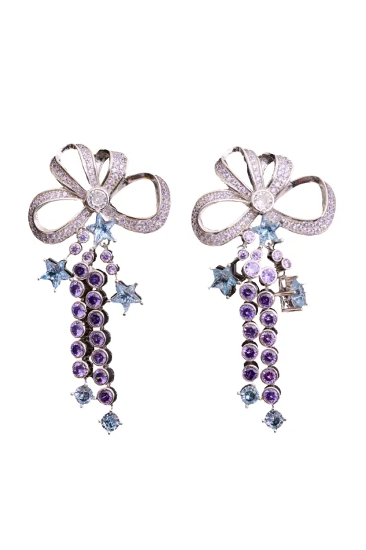 AMETHYST BOW JANGLE EARRINGS sold by Collina Strada
