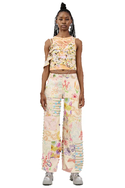 DOODLE PATCHWORK LAWN PANT sold by Collina Strada