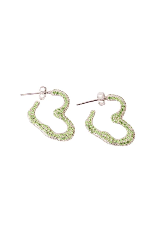 LIME RHINESTONE HEART EARRINGS sold by Collina Strada