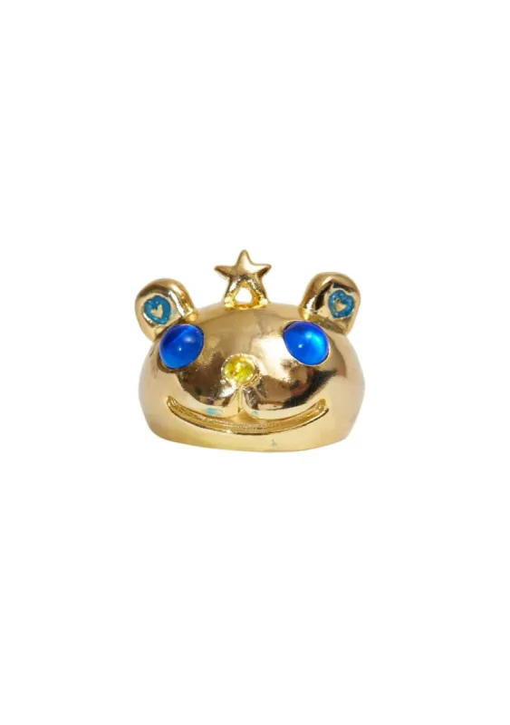 GOLD BLUE PRINCESS BEAR RING sold by Collina Strada