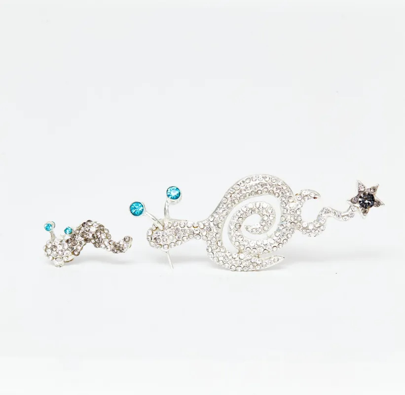 RHINESTONE TATTOO SNAIL EARRING LIGHT BLUE sold by Collina Strada
