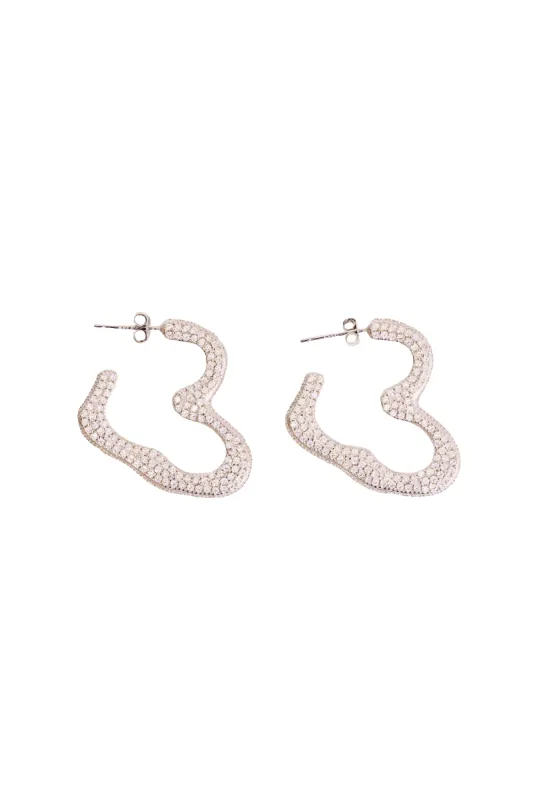 CRYSTAL CLEAR RHINESTONE HEART EARRINGS sold by Collina Strada