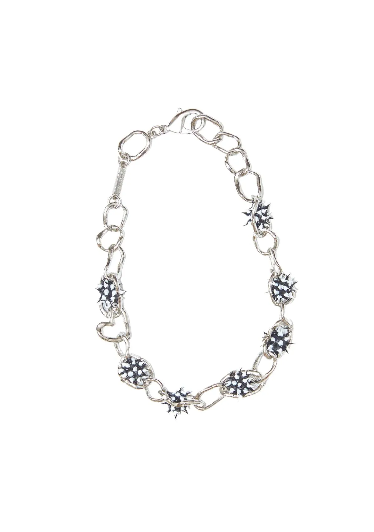 BLACK AND WHITE SPIKEEZ CRUSHED CHAIN NECKLACE sold by Collina Strada