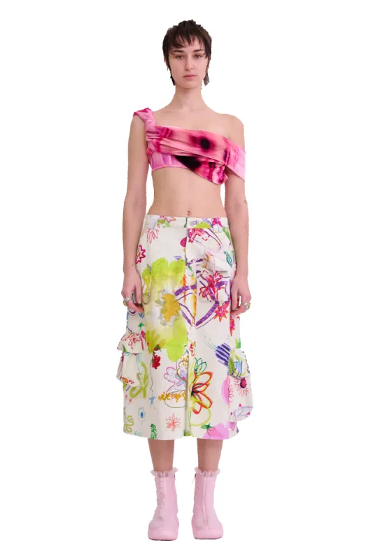 SUPER BLOOM LAWN MIDI CARGO SKIRT made by Collina Strada