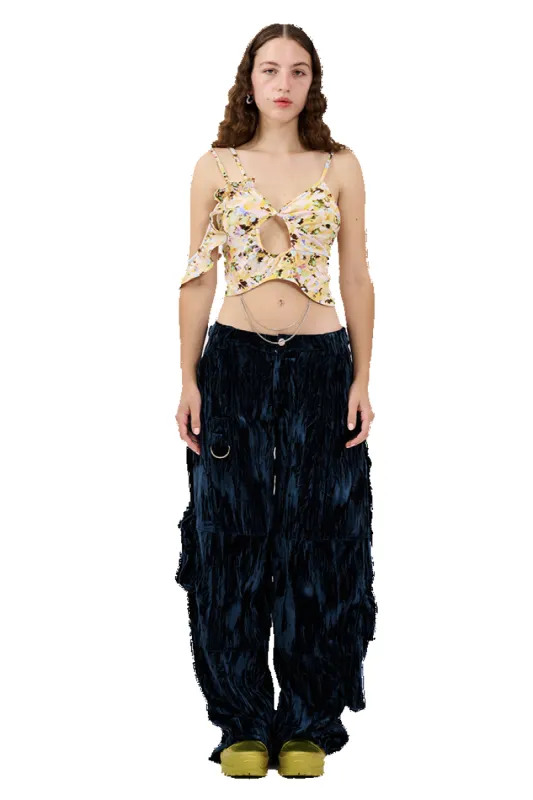 NAVY VELVET LAWN CARGO PANT made by Collina Strada