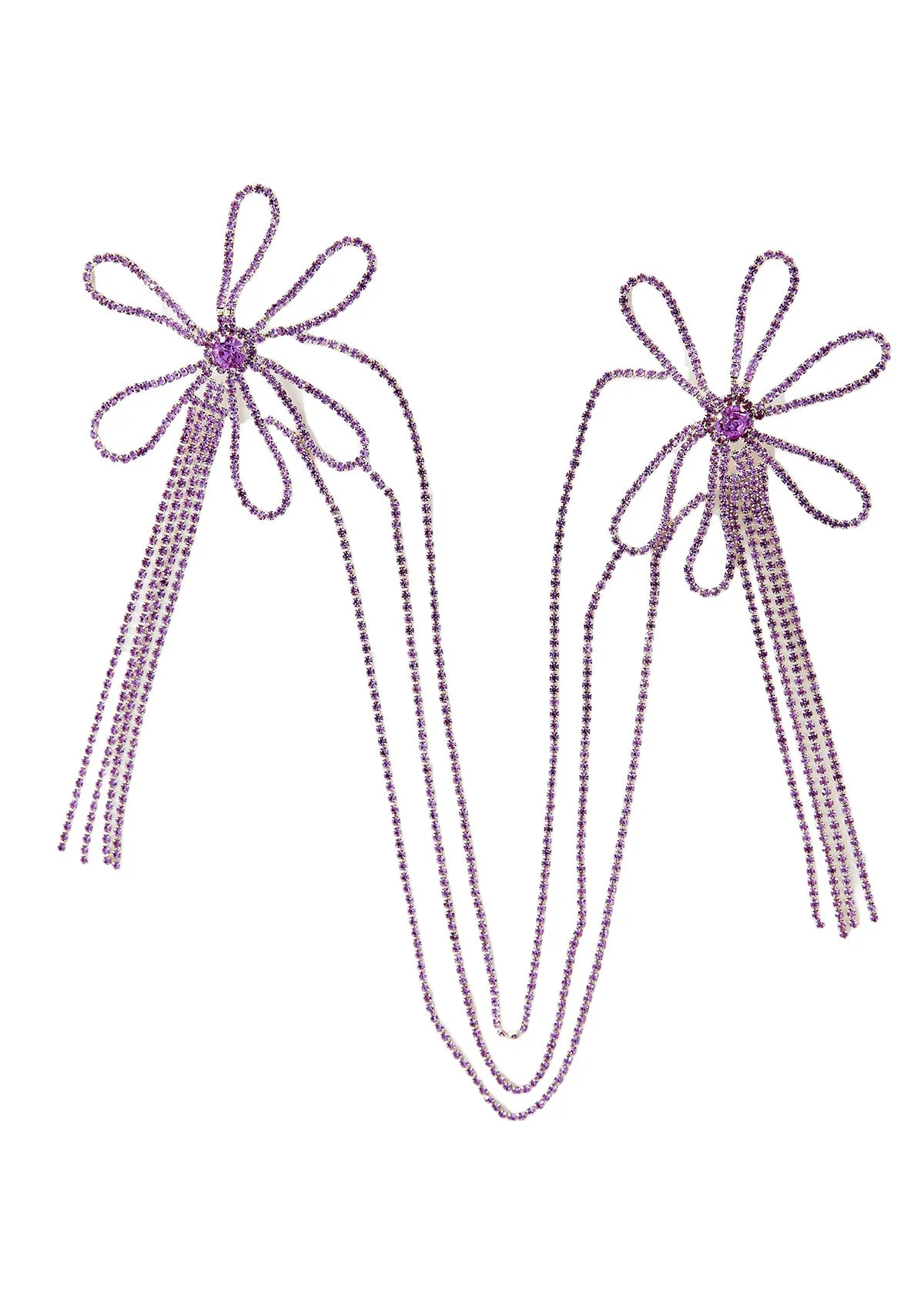 TRIPLE FLOWER CHAIN PIN LILAC sold by Collina Strada