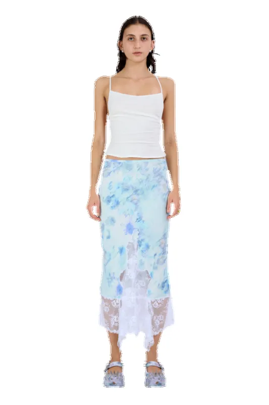 SKY SHADOW FLORAL HISS SKIRT made by Collina Strada