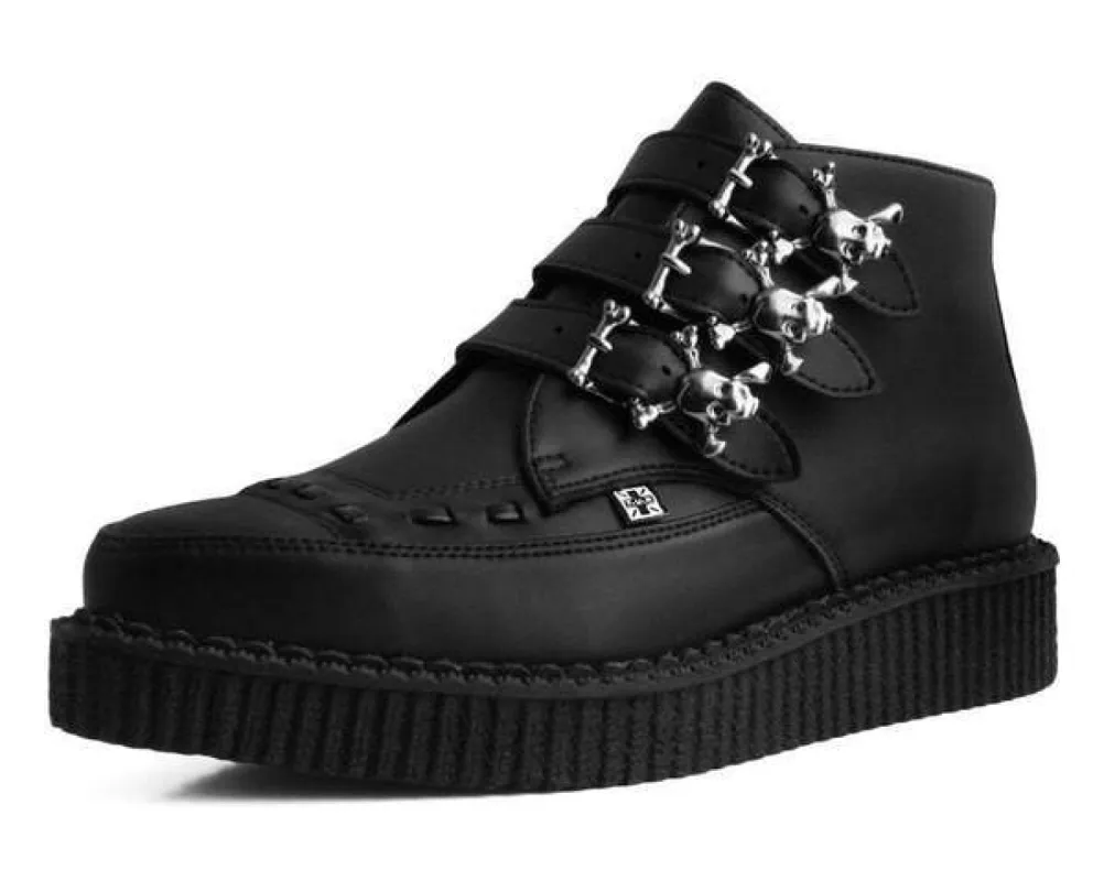 TUK A9744 Black TUKskin™ 3-Buckle Skull Boot sold by Shoe Freaks