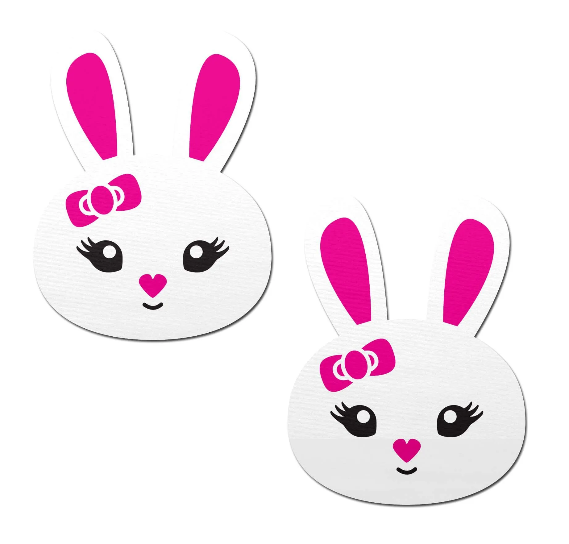 Bunny: Cute White Bunny with Pink Heart Nose Ears & Bow Nipple Pasties sold by Shoe Freaks
