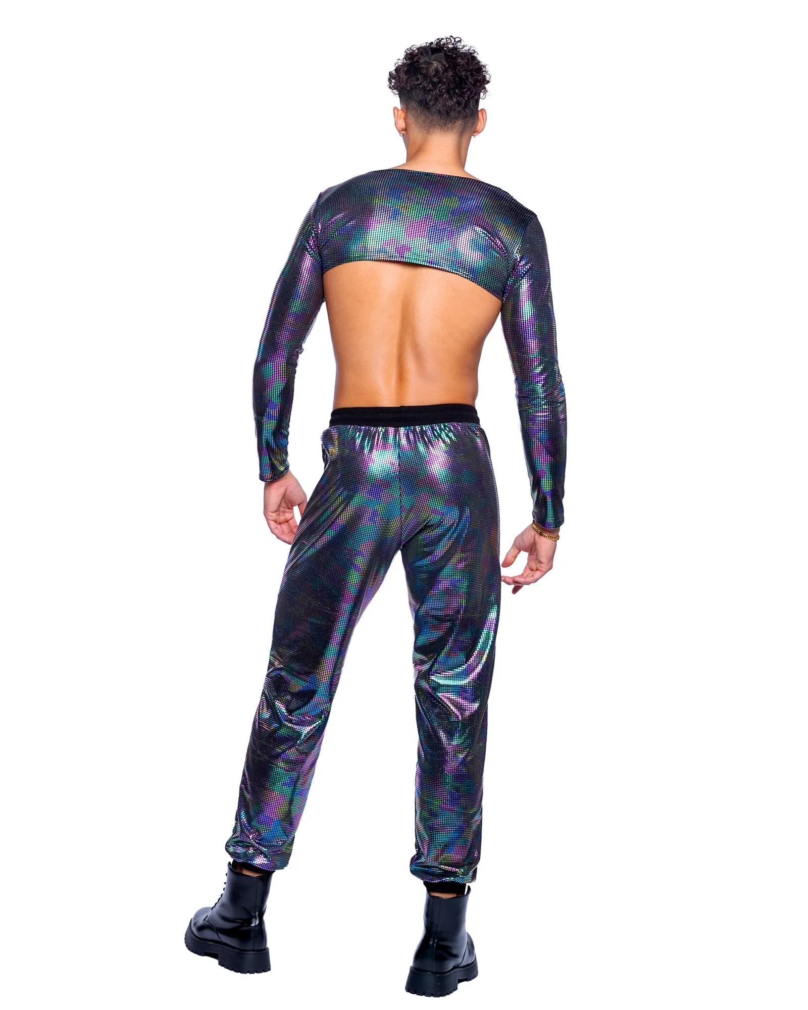 Rainbow Shimmer Camouflage Long Sleeved Crop Top sold by Shoe Freaks product image thumbnail 2