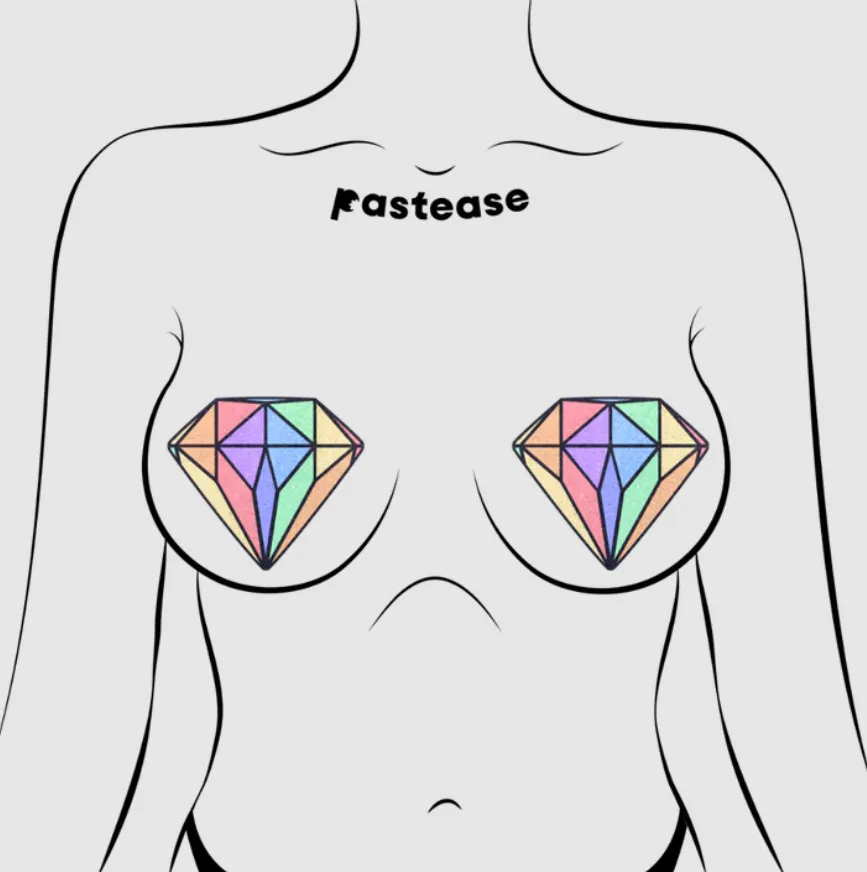Gem: Pastel Rainbow Diamond Nipple Pasties sold by Shoe Freaks product image thumbnail 2