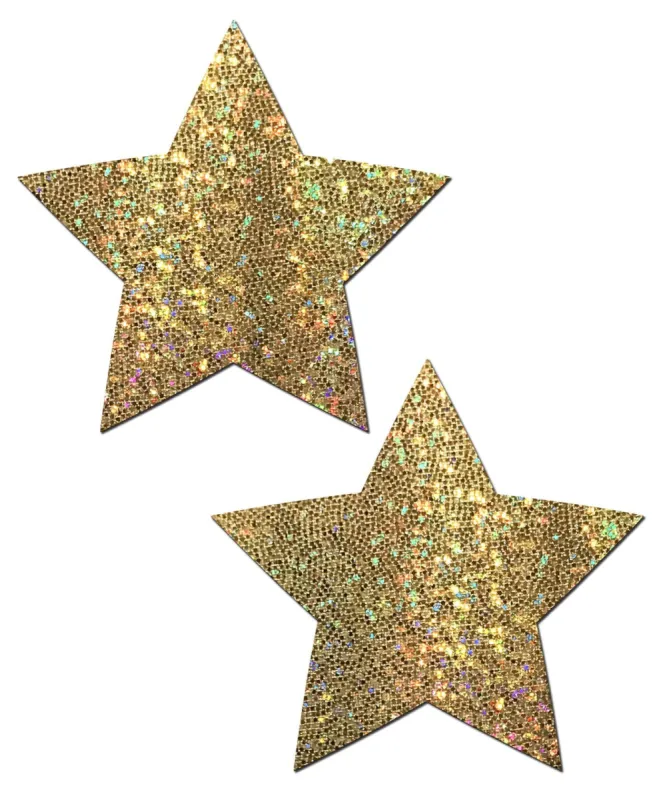 Star: Gold Glitter Stars Nipple Pasties sold by Shoe Freaks