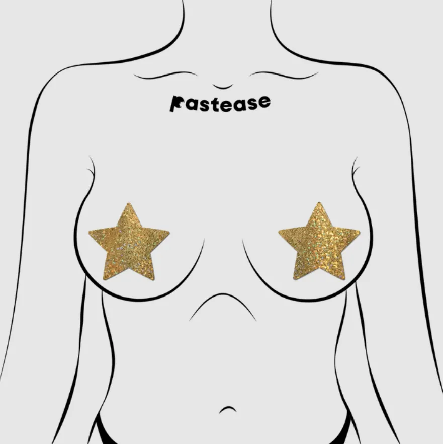 Star: Gold Glitter Stars Nipple Pasties sold by Shoe Freaks product image thumbnail 2
