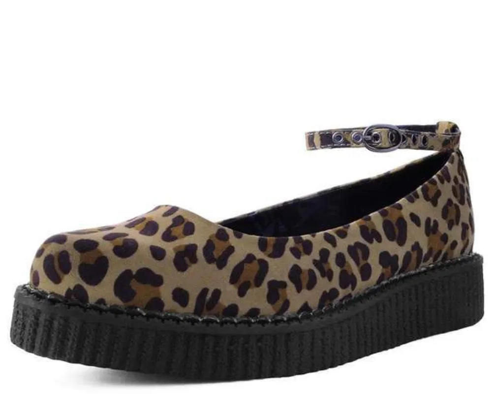 TUK A9541L Leopard Pointed Ballet Ankle Strap Creeper sold by Shoe Freaks