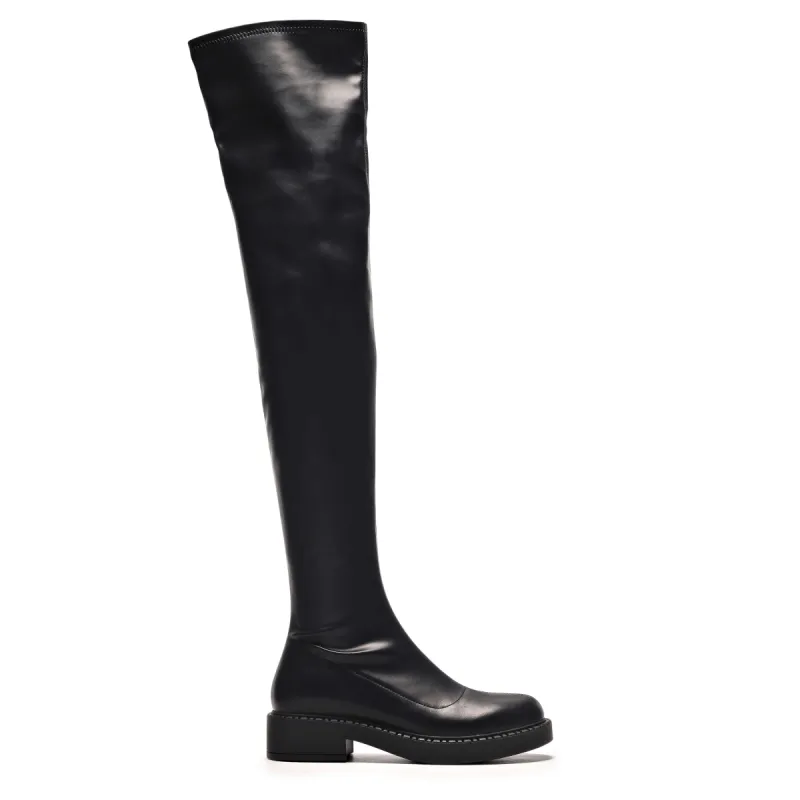 The Commander Stretch Thigh High Boots sold by Shoe Freaks