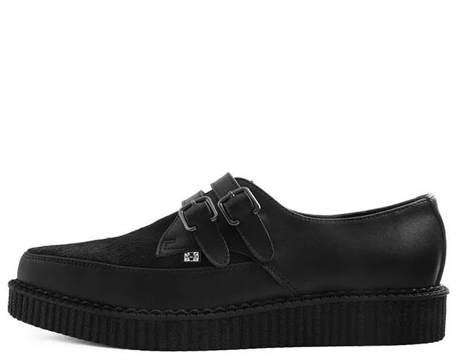 TUK-A9348 Black Leather & Cowhair 2-Buckle Pointed Creeper sold by Shoe Freaks product image thumbnail 3