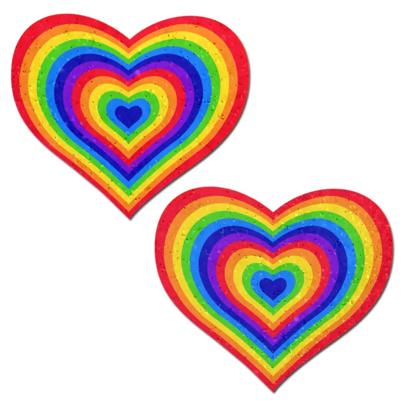 Love: Velvet Rainbow Pumping Heart Nipple Pasties sold by Shoe Freaks