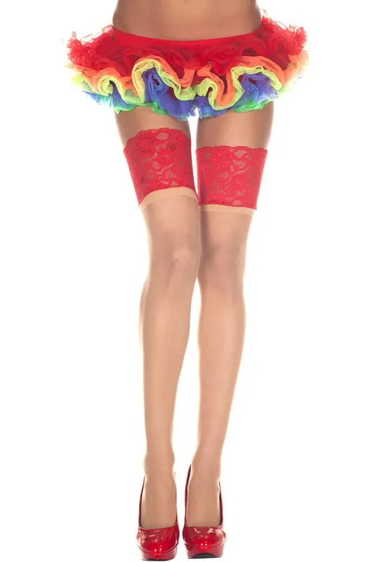 Wide Contrast Lace Sheer Thigh Hi sold by Shoe Freaks