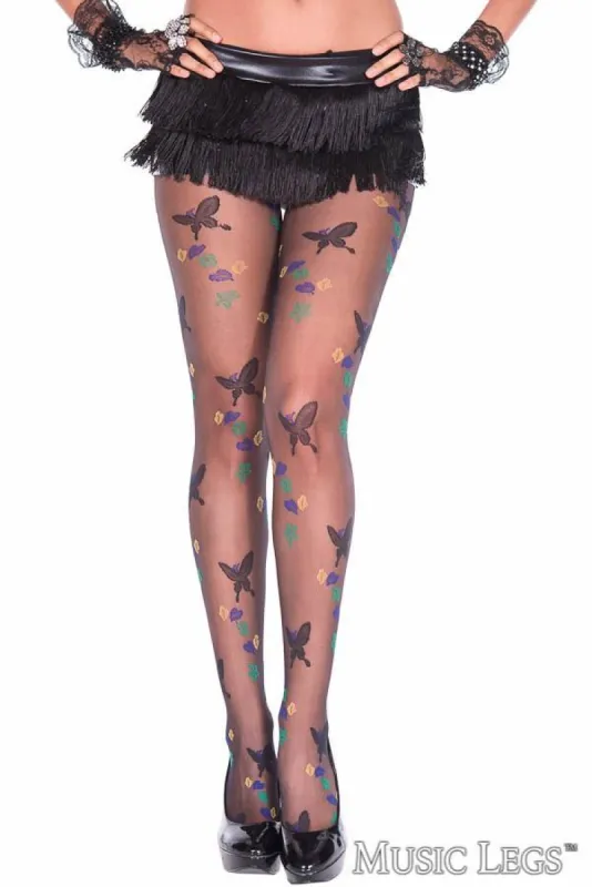 Butterfly Print Pantyhose sold by Shoe Freaks
