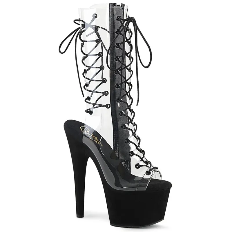 Pleaser Adore-700-60FS-Clear/Black-Size 5-Clearance sold by Shoe Freaks