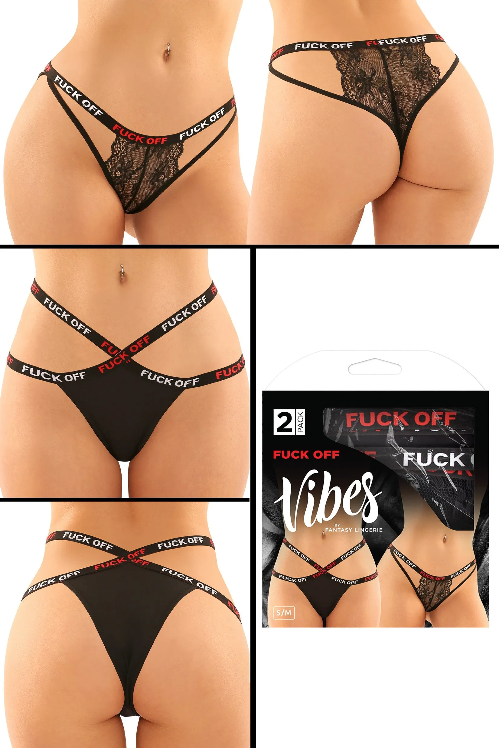 "Fuck Off" Buddy Panty Pack sold by Shoe Freaks