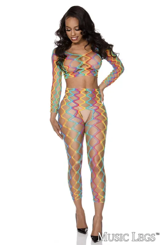 2Pc. Diamond Patterned Fishnet Rainbow Set sold by Shoe Freaks