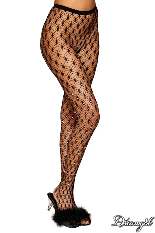 Rhinestone Fence Net Pantyhose sold by Shoe Freaks