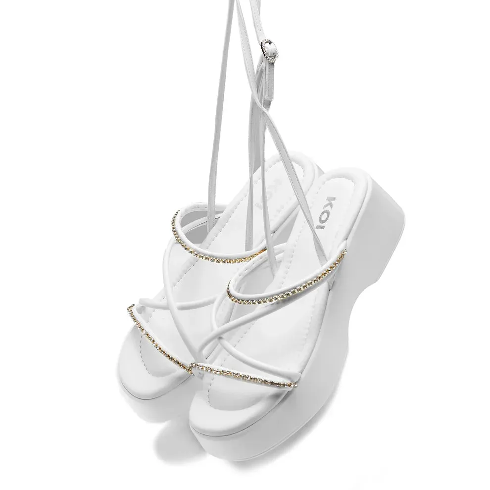 Monarch Strappy Diamante Sandals - White sold by Shoe Freaks product image thumbnail 2