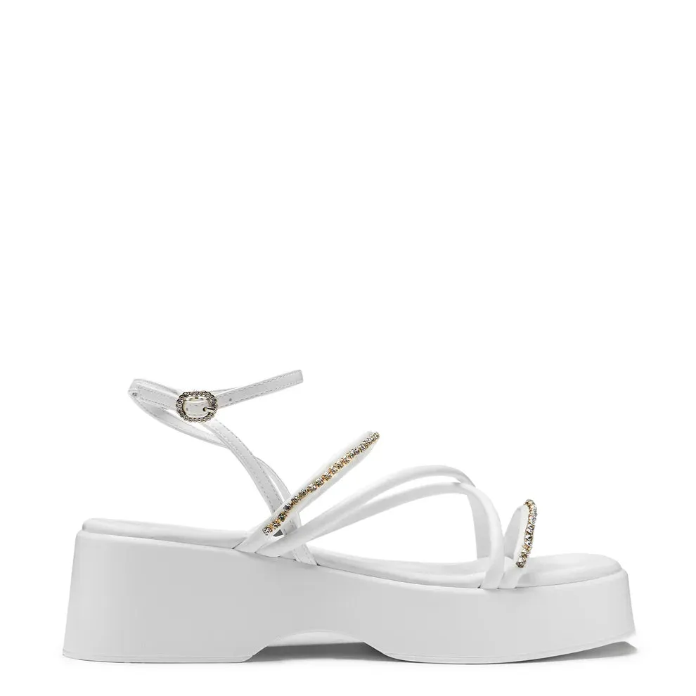 Monarch Strappy Diamante Sandals - White sold by Shoe Freaks