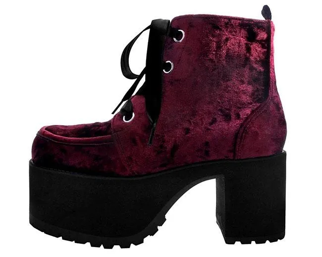 TUK-A9347L Burgundy Crushed Velvet Nosebleed Boot sold by Shoe Freaks product image thumbnail 5