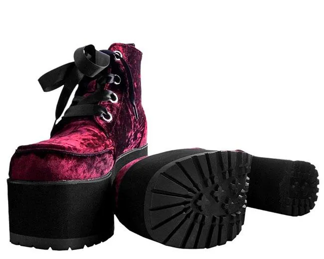 TUK-A9347L Burgundy Crushed Velvet Nosebleed Boot sold by Shoe Freaks product image thumbnail 2