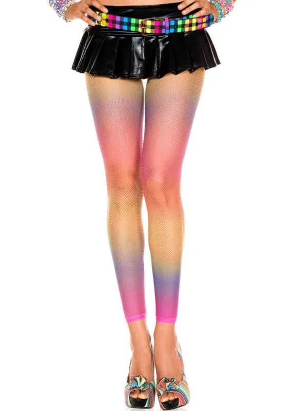 Rainbow Fishnet Leggings sold by Shoe Freaks