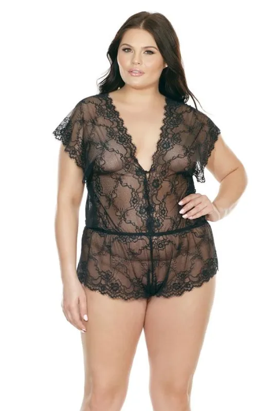 Scalloped Stretch Lace Romper sold by Shoe Freaks