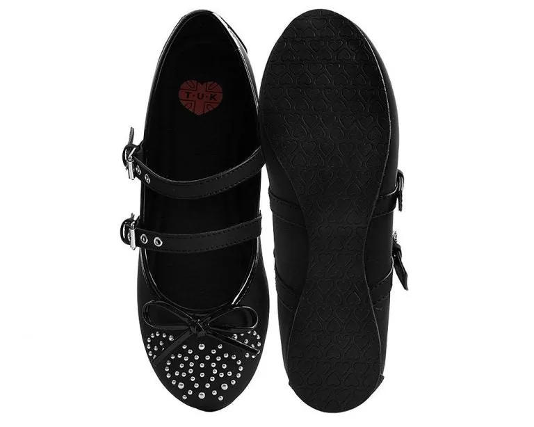 TUK-A9435L-Black Double Strap Studded Ballet Flat sold by Shoe Freaks product image thumbnail 4