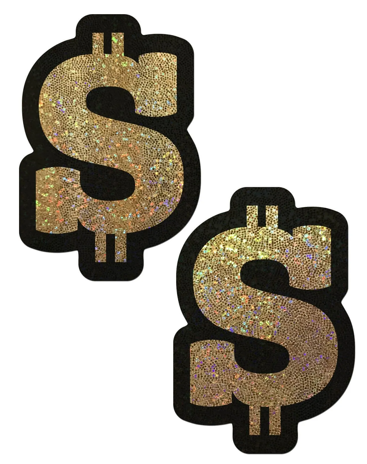 Money: Gold Glitter Dollar Sign Nipple Pasties sold by Shoe Freaks