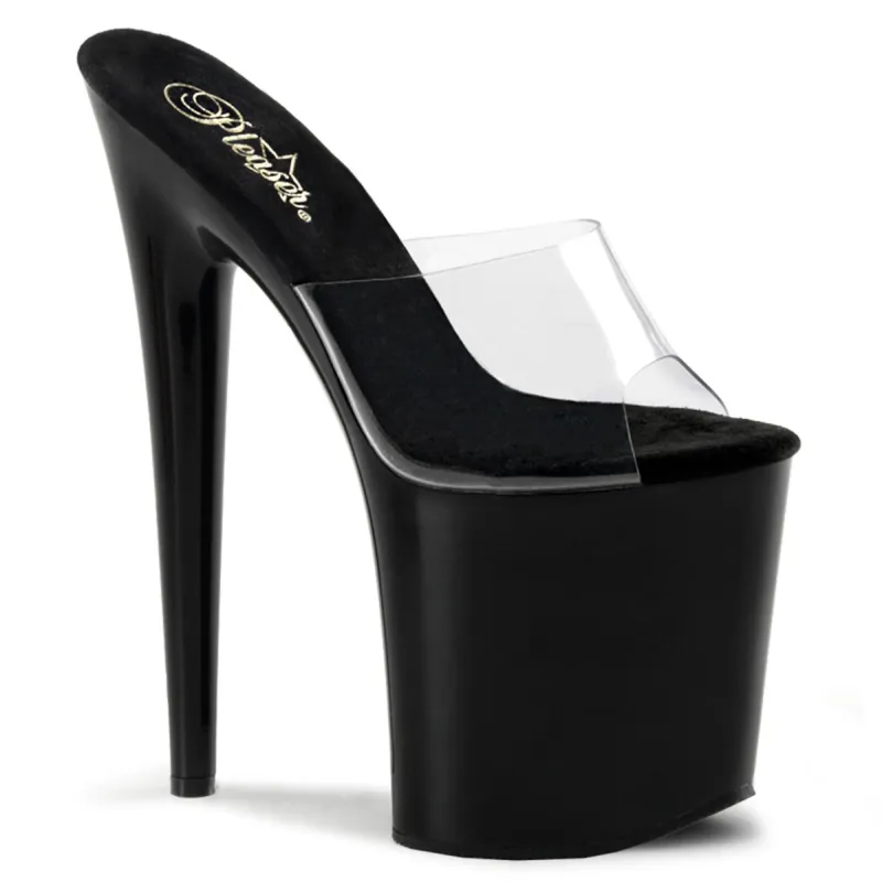 Pleaser Flamingo-801-Clear-Black-Size 8-Clearance sold by Shoe Freaks