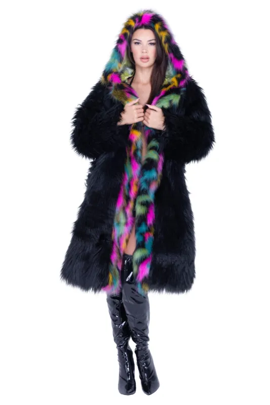 Mid-Length Hooded Fur Coat sold by Shoe Freaks