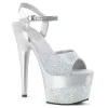 Pleaser Adore-709-2G-Silver-Size 6-Clearance sold by Shoe Freaks