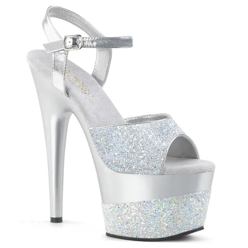 Pleaser Adore-709-2G-Silver-Size 6-Clearance sold by Shoe Freaks