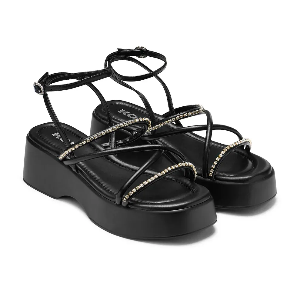 Monarch Strappy Diamante Sandals - Black sold by Shoe Freaks product image thumbnail 4