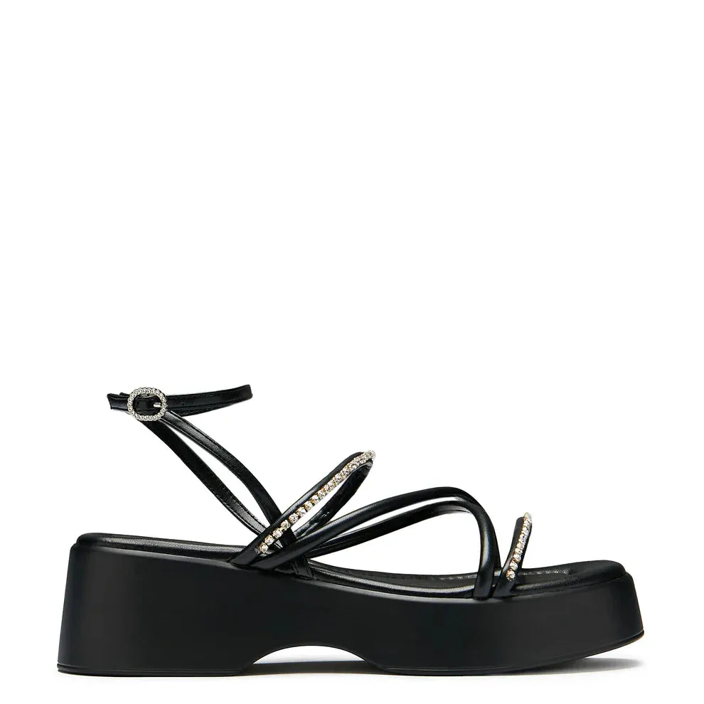 Monarch Strappy Diamante Sandals - Black sold by Shoe Freaks