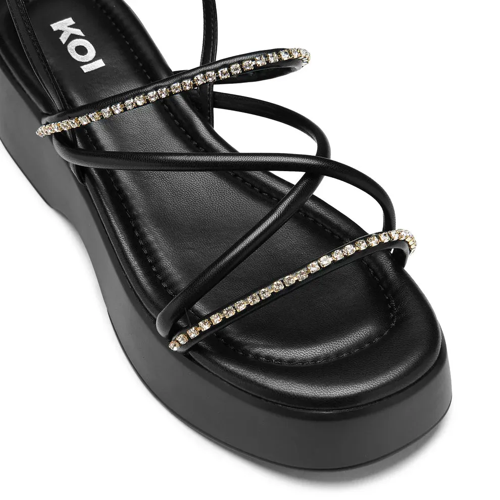 Monarch Strappy Diamante Sandals - Black sold by Shoe Freaks product image thumbnail 5