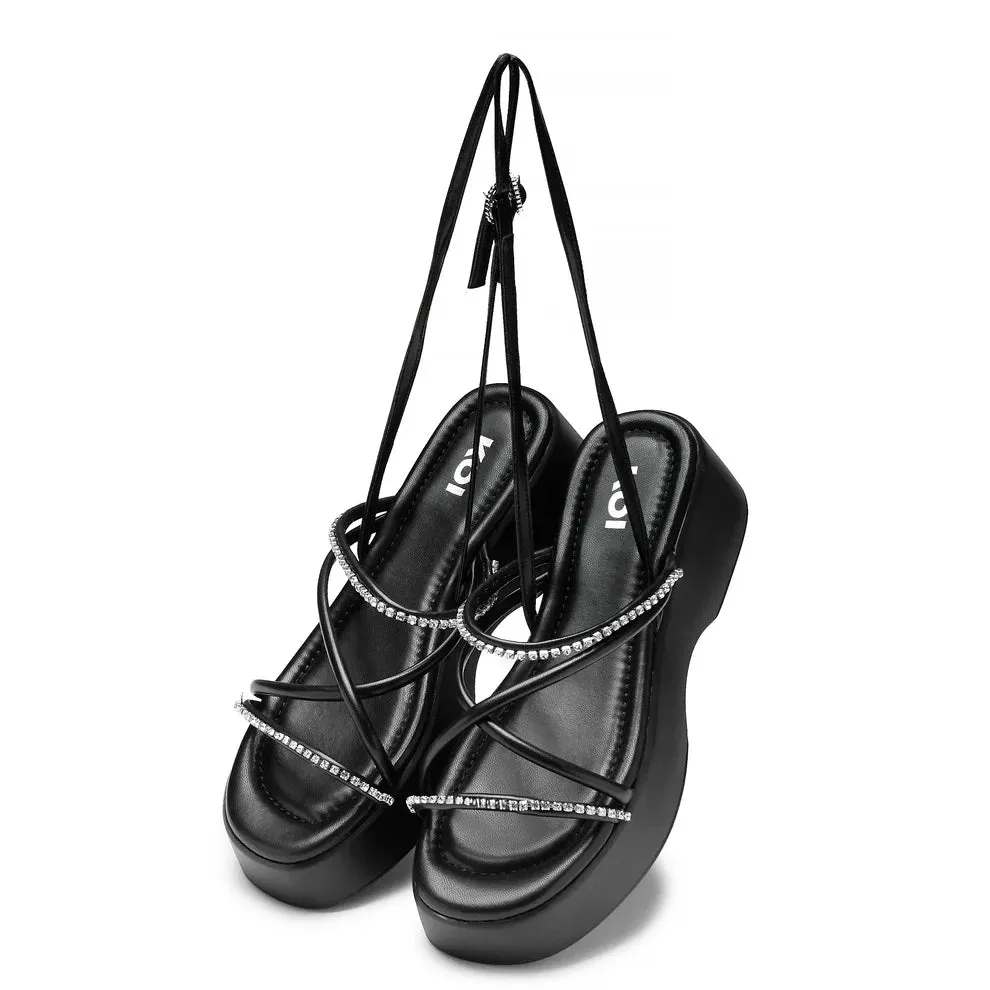 Monarch Strappy Diamante Sandals - Black sold by Shoe Freaks product image thumbnail 2