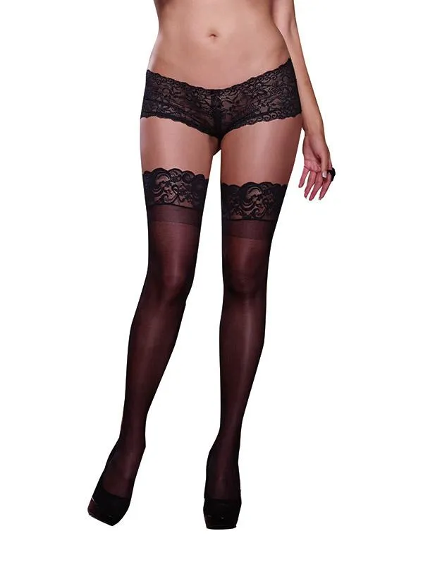 Sheer Thigh High Stockings With Lace Top sold by Shoe Freaks