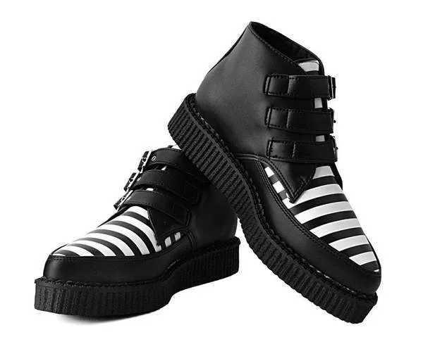 TUK A9659 Black & White Stripe 3-Buckle Pointed Boot sold by Shoe Freaks product image thumbnail 2