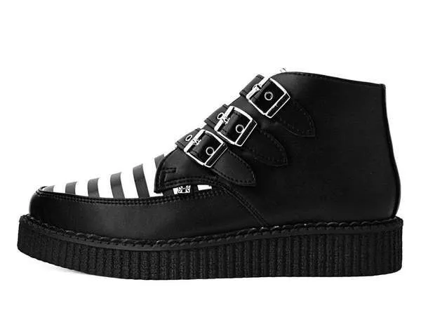 TUK A9659 Black & White Stripe 3-Buckle Pointed Boot sold by Shoe Freaks product image thumbnail 4