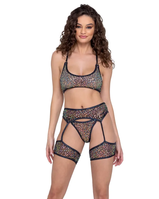Sequin Fishnet Garter Belt sold by Shoe Freaks