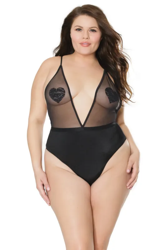 Deep V Crotchless Teddy sold by Shoe Freaks