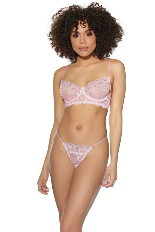Metallic Shimmer Bra & G-String Set sold by Shoe Freaks
