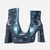 Dreams of Mooncraft Teal Heeled Boots sold by Shoe Freaks